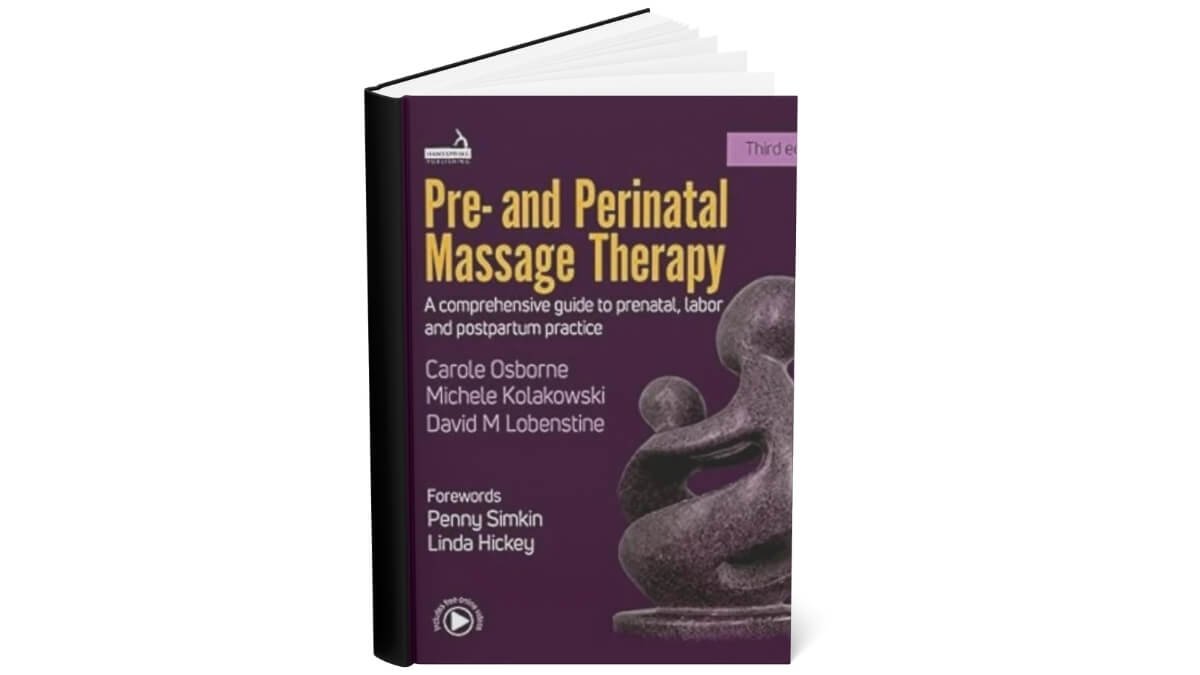 Nuoroda Apie Nėščiųjų Masažą. Knygos viršelis<br />
Pre- and Perinatal Massage Therapy.