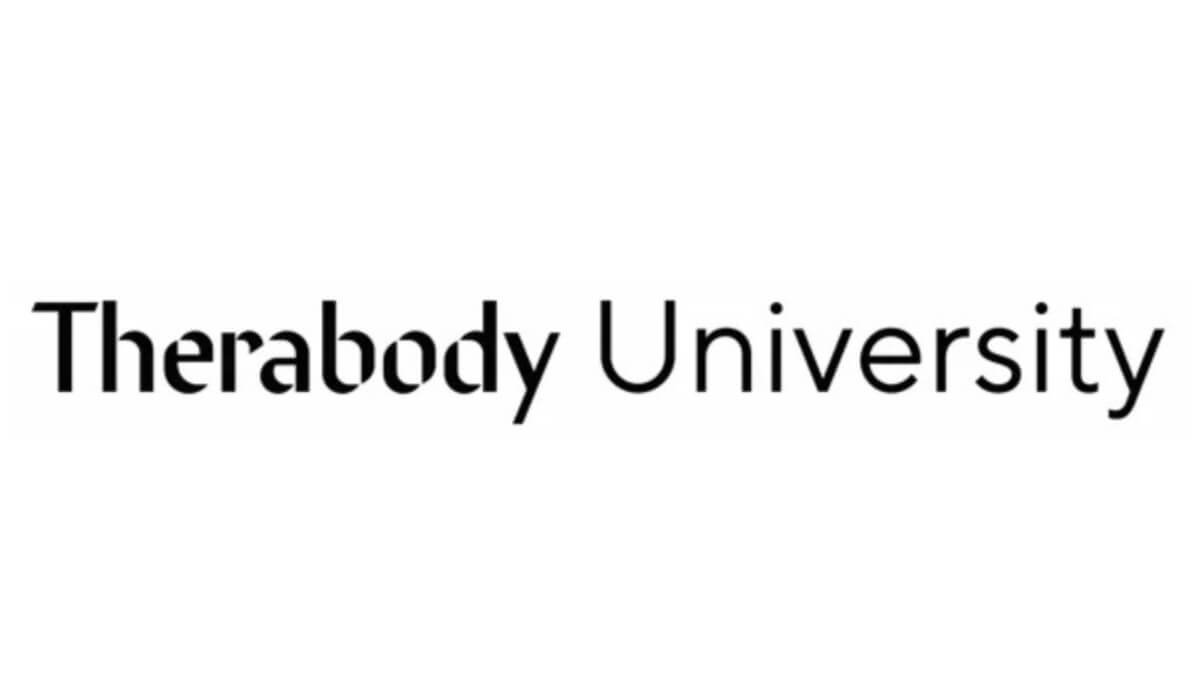 Pavaizduotas tekstinis Therabody University Logotipas.