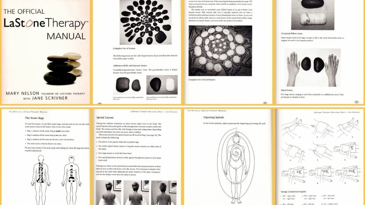 Geriausios Karštų Akmenų Masažo Knygos. Pateiktos iliustracijos iš knygos The Official LaStone Therapy Manual.