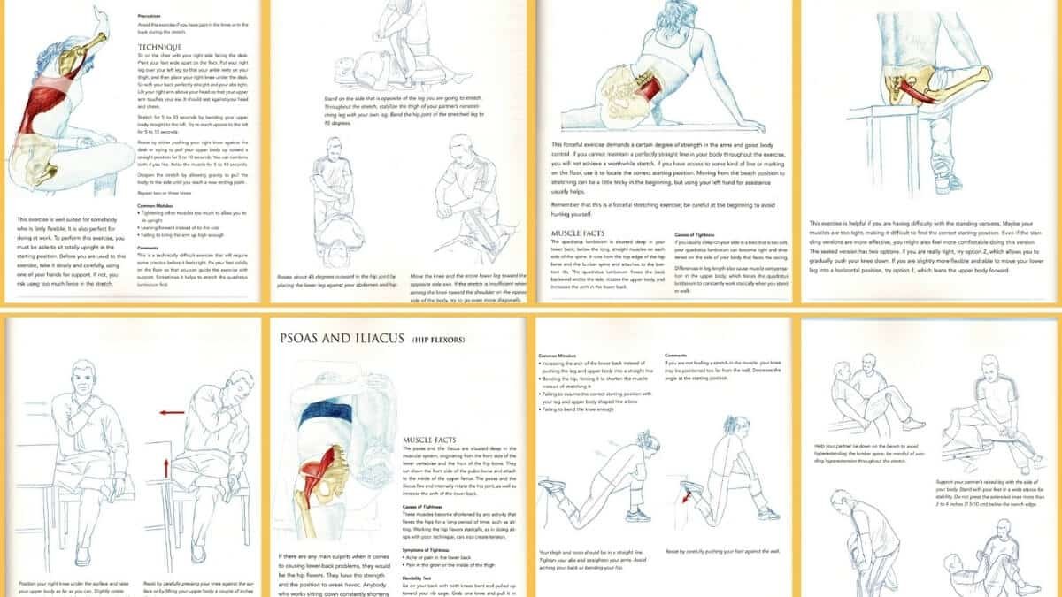 Apžvelgiamos geriausios knygos apie statinius tempimo pratimus. Iliustracijos yra iš leidinio "Prescriptive Stretching: Eliminate Pain and Prevent Injury", antrojo leidimo.