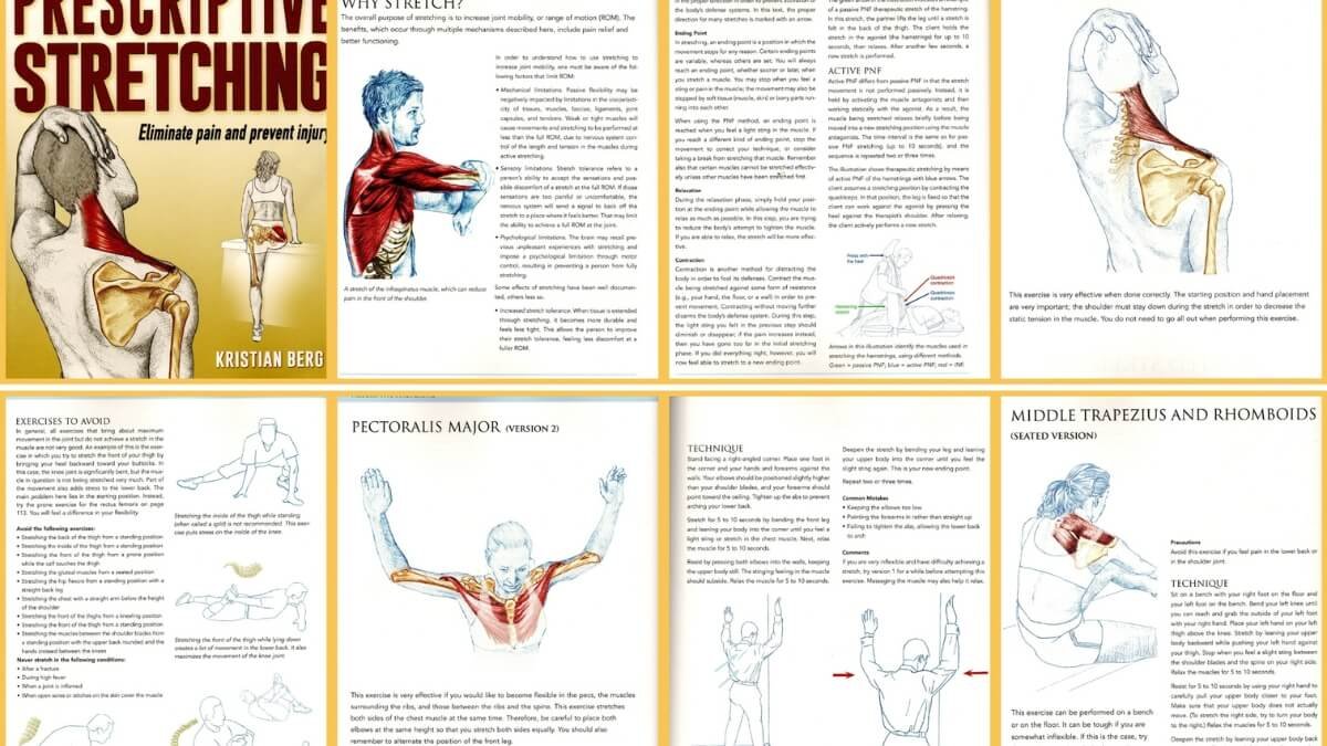 Geriausios Knygos Apie Statinius Tempimo Pratimus 02. Pateiktos iliustracijos iš knygos Prescriptive Stretching.