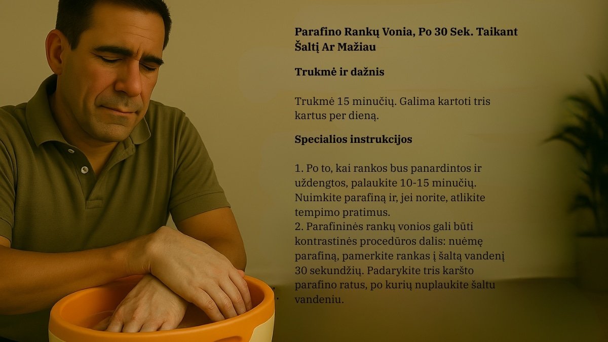 Savi Pagalba Ir Gydymas Masažuotojui. Masažuotojas specialistas kenčia po riešo skausmo ir taiko vandens terapija naudodamas epsom druską.