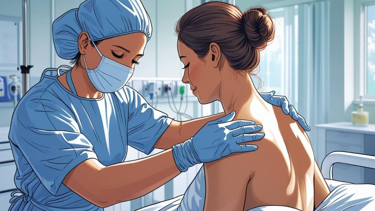 Masažas Esant COVID-19. Specialistė paruošia paciente masažo procedūrai.