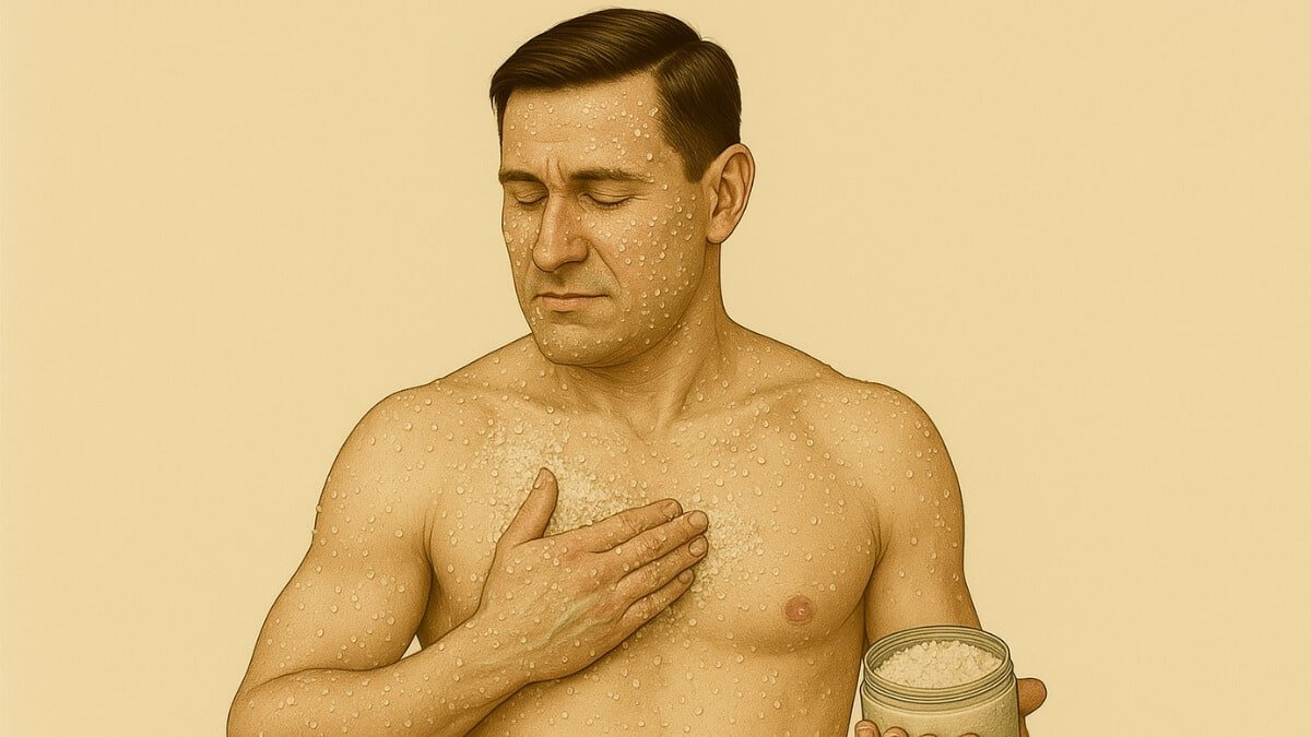 Tonizuojantis Hidroterapijos Gydymas. Pavaizduotas Viso Kūno Druskos Šveitimas.