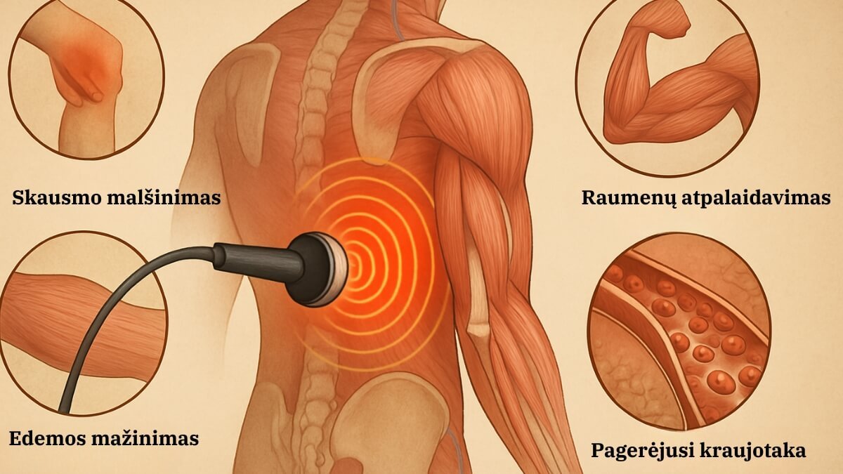 Tikslinė Radiodažnio Terapija (Targeted Radiofrequency Therapy). Iliustracijos pateiktos radiodažnio terapijos fiziologinis poveikis kūnui.