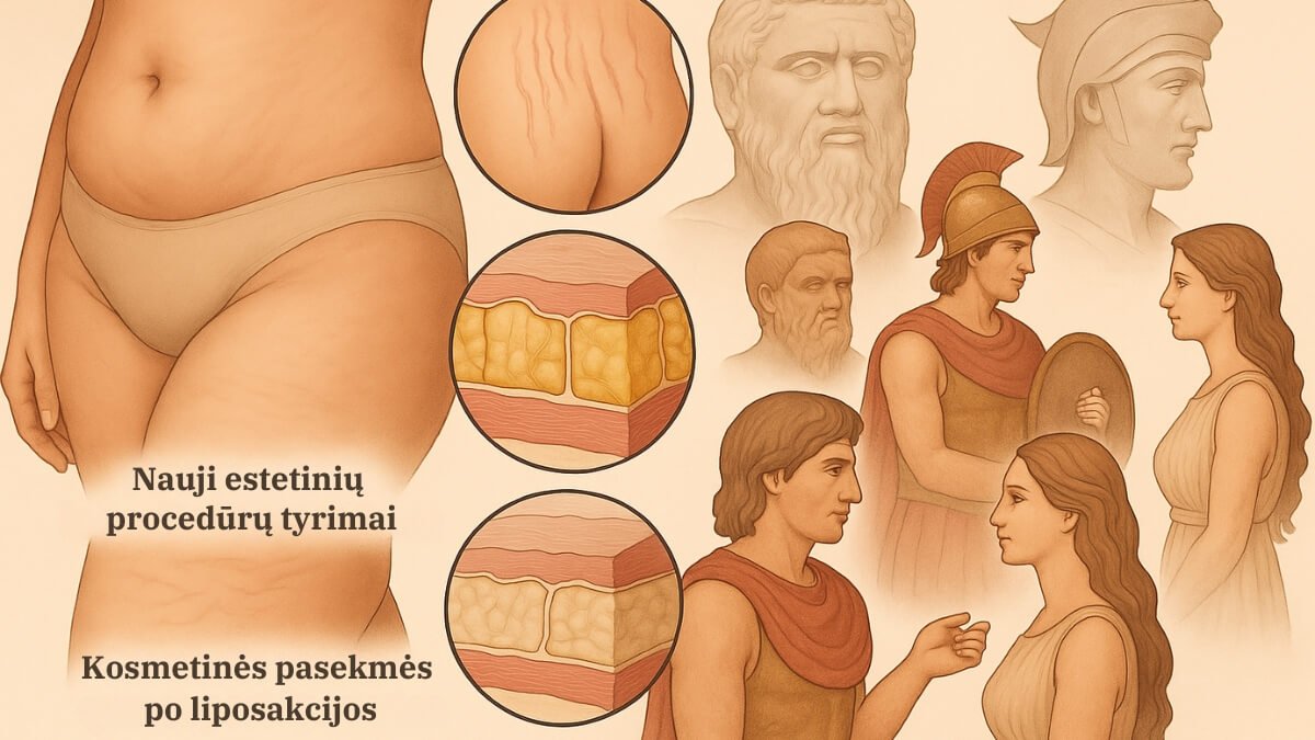 Psichologinis Celiulito Poveikis Paveiktiems Pacientams. Iliustracija atspindi skirtingus laikotarpius, kuriuose aptariama celiulito problema.