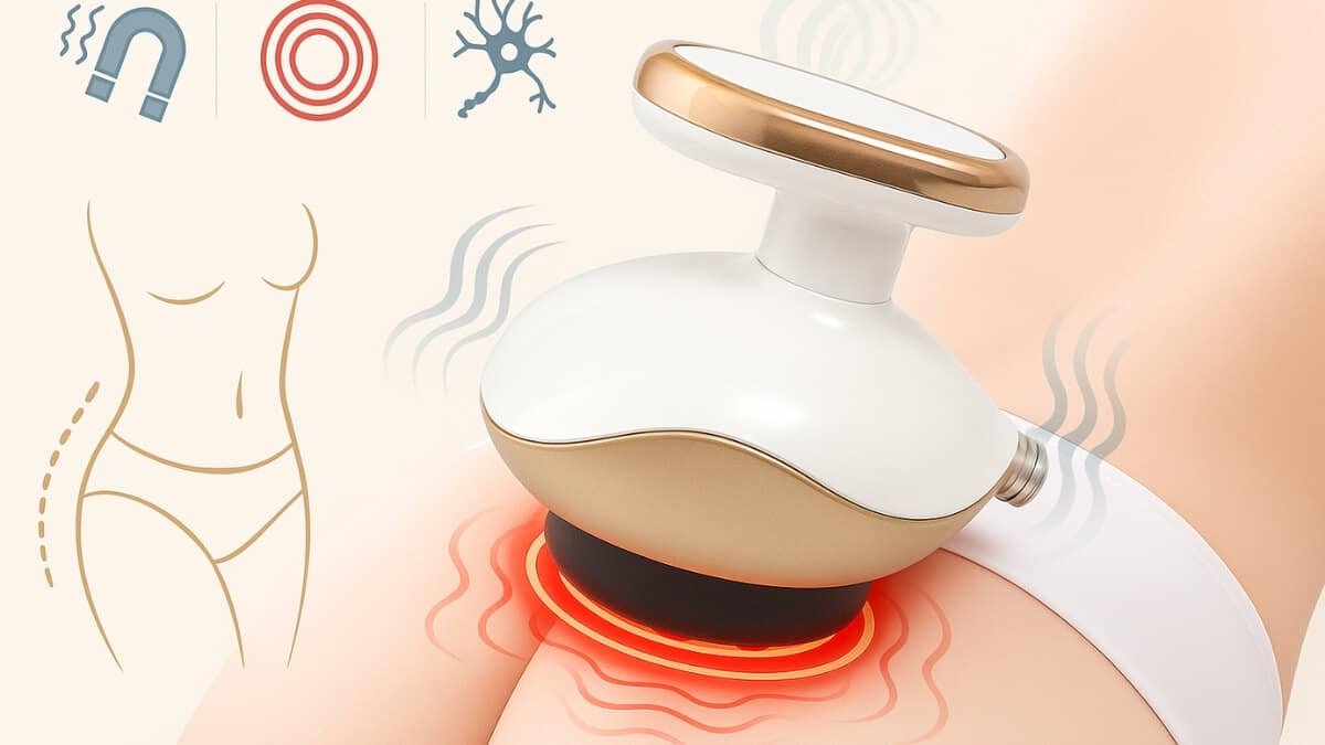 Daugiafunkcinis Grandiklis-Detoksikuojantis Kūno Masažuoklis (Multi-function Scraping Detoxifying Body Massager). Iliustracija perteikia, kaip veikia pats produktas.