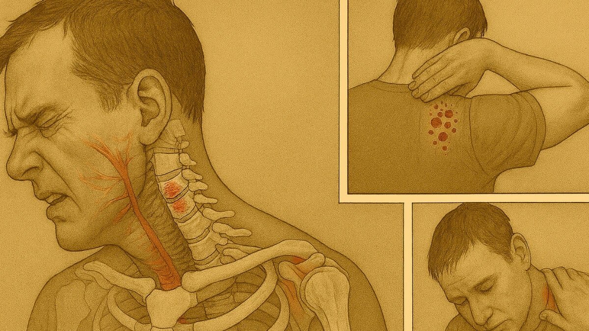 Hidroterapija Ir Masažas Esant Kaklo Sukeliamoms Traumoms. Iliustracija perteikia patiriamas kaklo sukeliamas traumas.