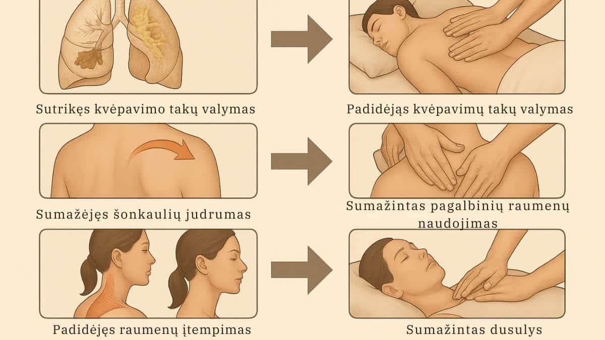 Masažas Esant Astmai | Massage For Asthma. Moteris naudoja inhaliatorių nuo astmos.
