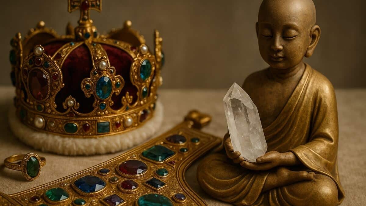 Kristalų Terapija (Crystal Therapy). Iliustracija, kaip kristalai buvo naudojami religijose.