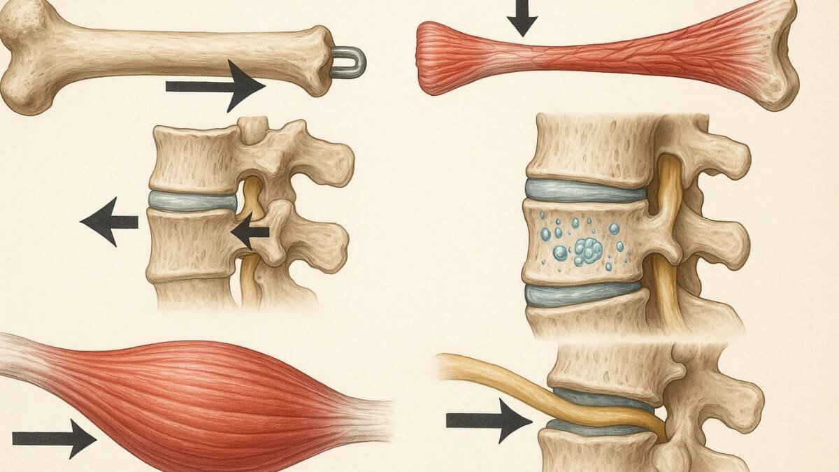 Stuburo Tempimo (Trakcijos) Metodika Spinal Traction Methodology. Paveiksliukas pavaizduoja, koks yra poveikis audiniams taikant stuburo tempimo metodiką.
