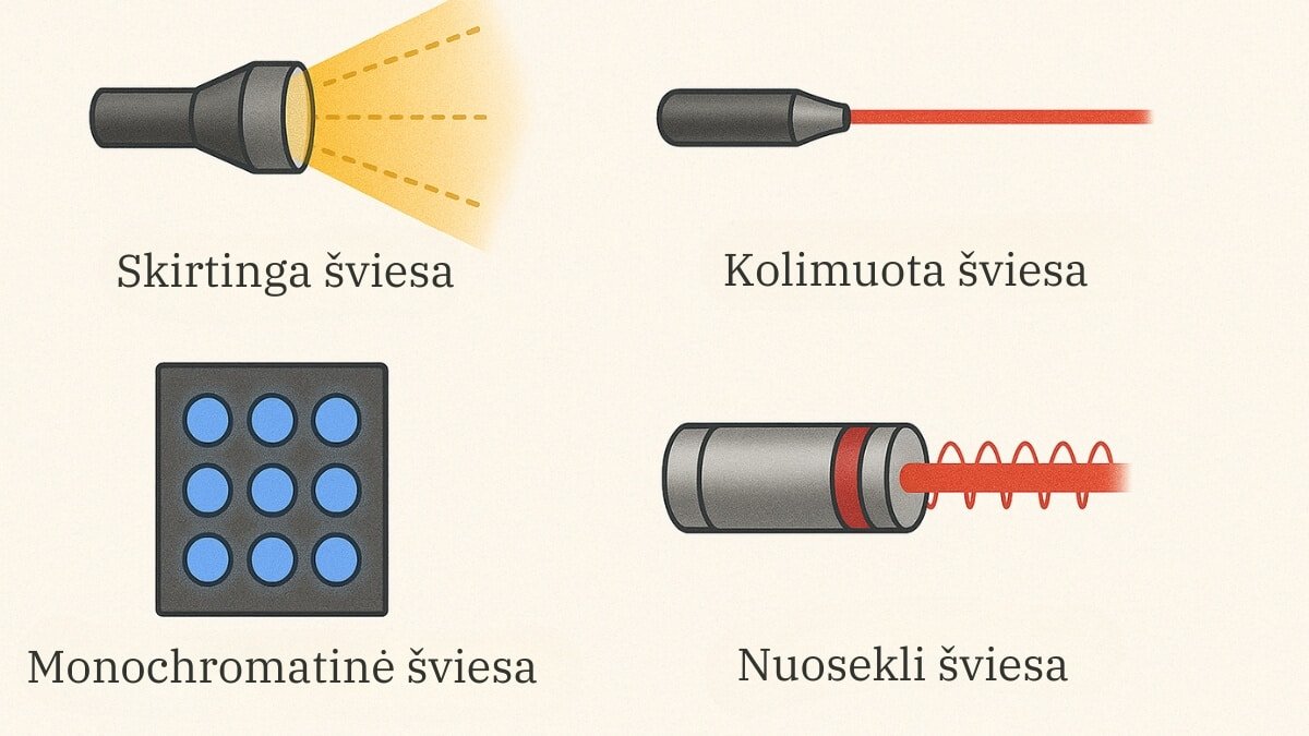 Fotobiomoduliacija: Šviesos Terapija Sveikatai Ir Regeneracijai. Iliustracija perteikia kokios būna šviesos charakteristikos.