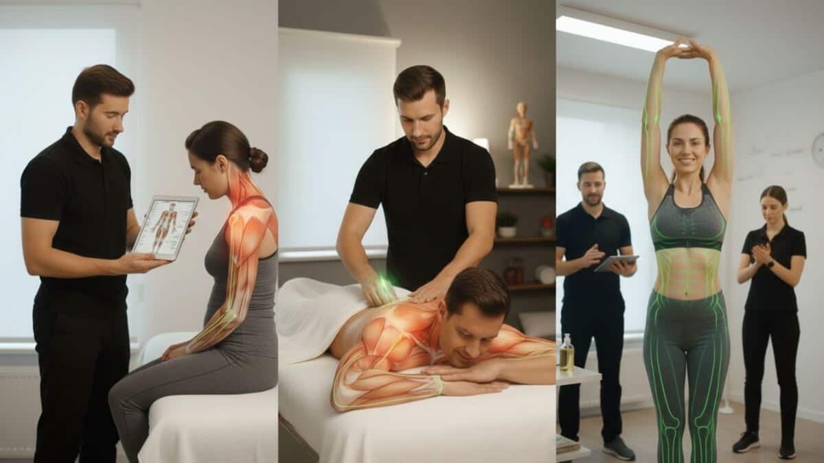 Masažo Studija Humanus Pagrindinis Puslapis. Iliustracija perteikia, kaip specifiniai nugaros skausmai nėštumo metu, sportinės traumos ir sutingimas neigiamai veikia kūną.