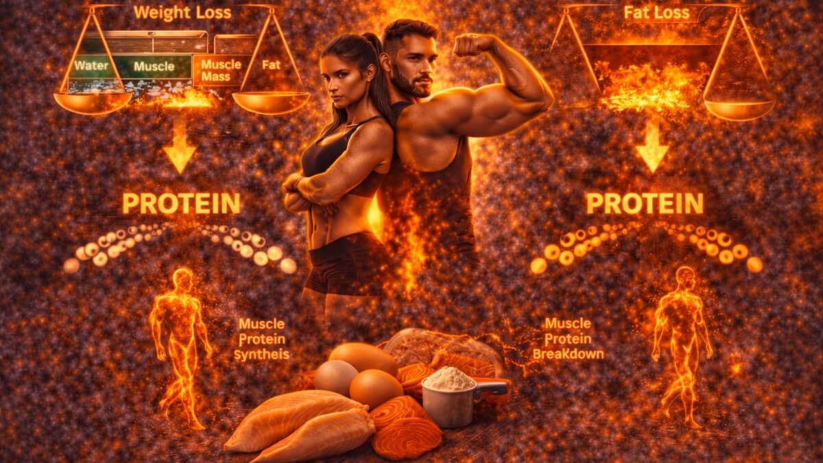 Kaip vienu metu auginti raumenis ir mažinti riebalus Kaip vienu metu auginti raumenis ir mažinti riebalus. Sportuojantis vyras ir moteris su baltymingu maistu ir baltymų vaidmeniu raumenų sintezėje bei riebalų mažinime.