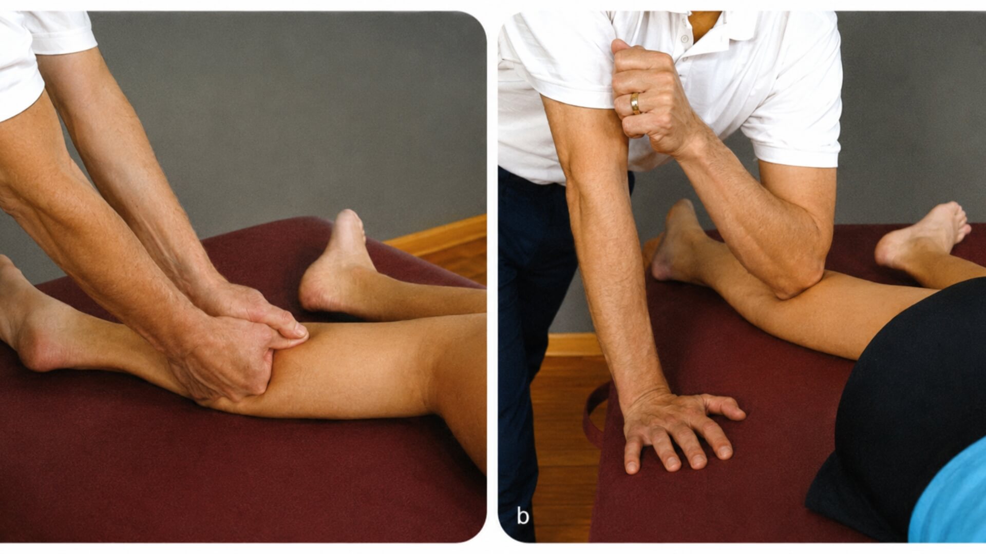 Masažas Esant Blauzdos Raumenų Patempimui (Calf Muscle Strain) Masažas Esant Blauzdos Raumenų Patempimui (Calf Muscle Strain). Blauzdos masažas klientui gulint ant šono, naudojant sustiprintą kumštį ir alkūnę. Technikos taikomos įtemptų blauzdos raumenų atpalaidavimui, gilesniam audinių poveikiui ir judrumo gerinimui.